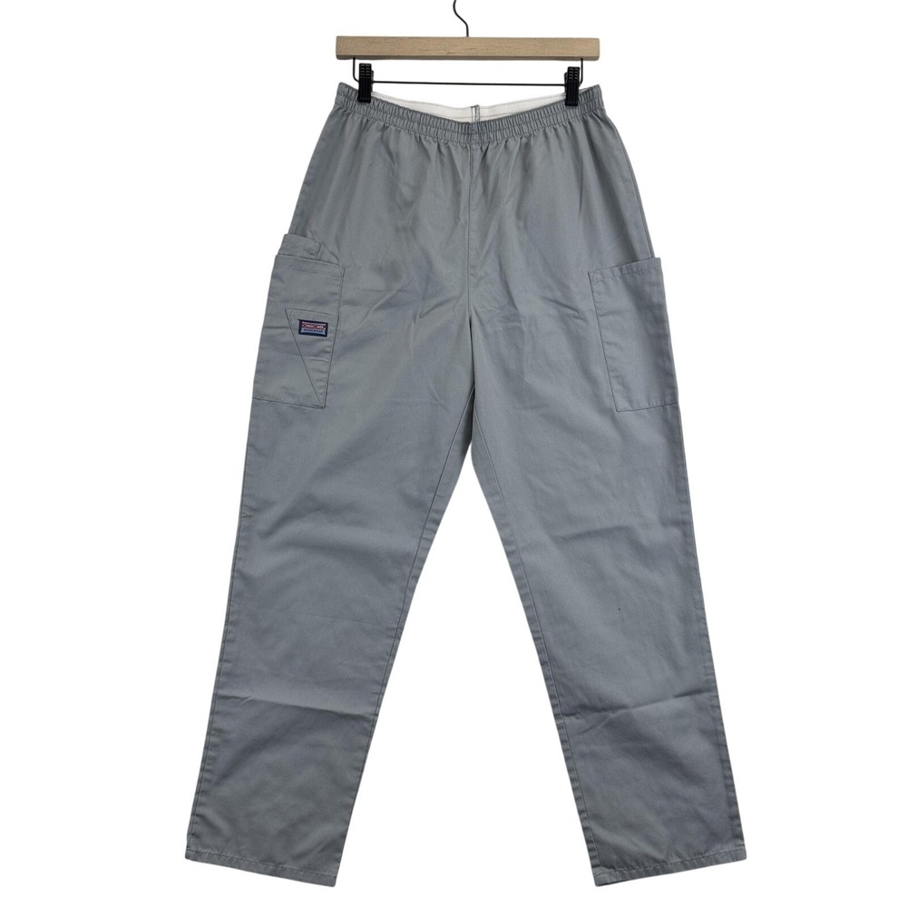 Cherokee Workwear Scrub‎ Pants Mens Medium Gray Cargo Elastic Waist 4200 Pockets